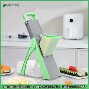 Sikiwind Multifunctional Vegetable Cutter 304 Stainless Steel Household Grater Adjustable Salad Chopper for Potato Carrot Tomato Cucumber