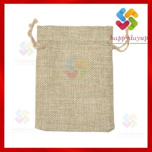 1PCS- Brown Jute Bag with drawstring Burlap linen drawstring Jute Sack for Jewelry coffee and wedding