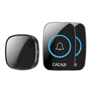 CACAZI 110db 60 chime level 5 300M range door bell A01-DC intelligent USB wireless doorbell waterproof touch button LED light 20