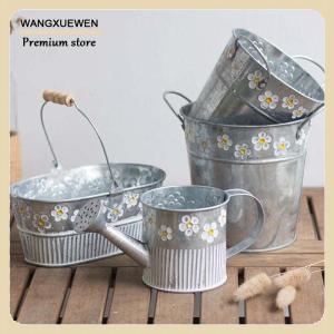 [COD] Vintage Iron Flower Pot Desktop Flower Vase Plant Flowerpot Balcony Plant Bucket