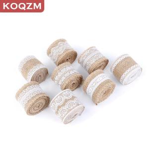 [COD] KOQZM KITCHEN 2Meter/Roll Jute Burlap Hessian Lace Ribbon White Lace Trim Edge Party Decor