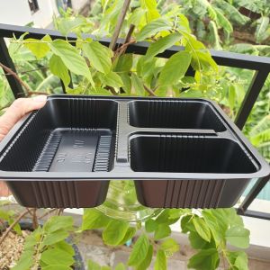 Set 50 khay cơm 3 ngăn HT19 - Đựng cơm đồ ăn mang đi - Đồ nhựa dùng 1 lần