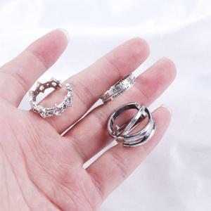 YOCKY Simple Trendy Width Hip-hop Punk Style Men Roman Numeral Letter Couple Ring Korean Style Opening Adjustable Ring Female Finger Ring