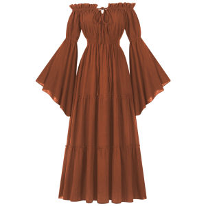 New and AliExpress Off-Shoulder Ruffle Long-Sleeve Renaissance Style Floor-Length Dress