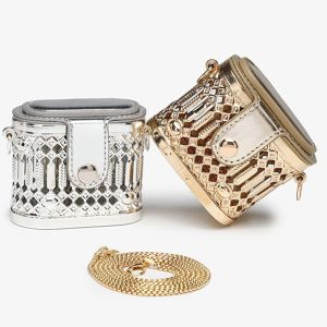 PERCEPT หรูหราสุดหรู กระเป๋าสตางค์ลิปสติกโซ่โลหะ กลวงออก กลิตเตอร์ กระเป๋าสะพายคาดสายโซ่ใบเล็ก ใช้งานได้หลากหลาย น้ำหนักเบามาก ถุงเครื่องประดับ สำหรับผู้หญิง