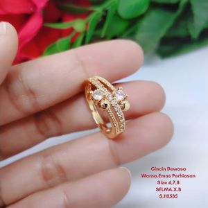 Cincin Perhiasan Aksesoris Titanium Tembaga Rodium Xuping Dewasa Perhiasan Lapis Emas 18 24 Karat C66