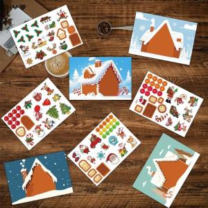 TX💓🧧🏮 8แผ่นสติกเกอร์ตกแต่งงานปาร์ตี้สำหรับเด็กสติกเกอร์ปริศนาคริสต์มาสสร้างเกมจิ๊กซอว์ซานตาคลอส DIY