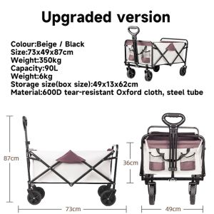☑️🚚【SG Ready Stock】Outdoor Picnic Folding Cart Portable Pull-Cart Foldable Multifunction Cart Outdoor Camping Table Light Wagon BBQ Trolley 野营车
