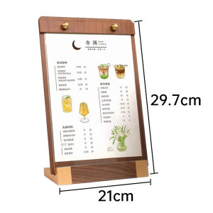 A4/A5 Restaurant Menu Display Board Wooden Desktop Display Billboard Milk Tea Shop Menu Stand