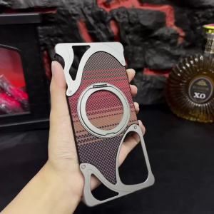 Luxury  Carbon Fiber Phone Case for  Galaxy S25 Ultra S24 Ultra S23 Ultra Aluminum Alloy Frameless Bracket Magnetic Bumper