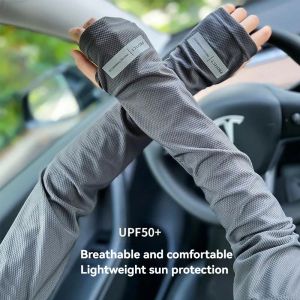 SPARAK Ice Silk Arm Sleeves Breathable UV Protection Sunscreen Sleeves Large Size Hand Protector Cove Driving