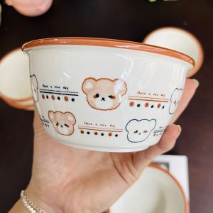 Bát Ăn Cơm Bát Chè Đĩa Sứ Chén Dĩa Sứ Dễ Thương Cute Decor Cao Cấp dáng vuông tròn xinh yêu Hoạ Tiết Gấu xinh yêu