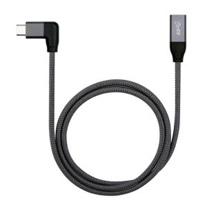 USB C Extension Cable Male to Female Right Angle Elbow PD 100W 5A Fast Charging Data For Macbook Imac Mini Mac Pro Air Surface Pro DELL HP Monitor Type C 3.1 Gen 2 90 Degree Wire USBC OTG Extender Cord