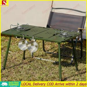 【Big Sale】 4-Fold Aluminum Alloy Portable Barbecue Table with Storage Bag Rectangular Folding Table for Garden Outdoor BBQ Cooking 【SuperLegend】