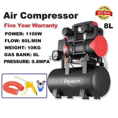Reaim Kompresor Angin 36L Oilless Listrik 1100W Alat Tekanan Udara Mesin Pompa Angin Kompresor Pompa Angin Ban Mobil Kompresor Kendaraan
