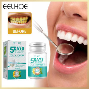 Eelhoe 5days Teeth Whitening Powder Teeth Whitening Cleaning Oral Hygiene Remove Plaque Oral Cleaning Tool Natural Mouth Cleaning Oral Teeth Care Whitening Dental Bleaching Removes Plaque Stains Tooth Care(50g)