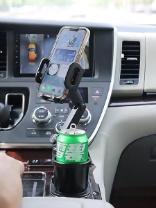 Car Cup Holder Phone Stand Universal 2 in 1 Drinking Bottle Mount Cellphone Cradle Adjustable Car Mount Support for SUV