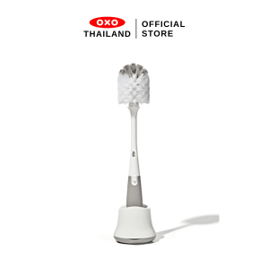 OXO แปรงล้างขวดนมและจุกนม สีเทา I OXO TOT BOTTLE BRUSH WITH DETAIL CLEANER & STAND - GRAY