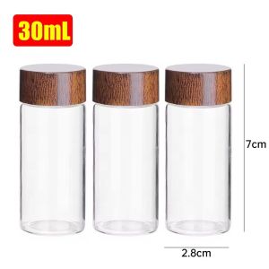 10PCS Mini Glass Bottles DIY Transparent Empty Coffee Bean Glass Tube with Wood Cork Stoppers Gold Beans Storage Containers Home Decor