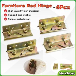 Nexlent 4pcs/set Bed Rail Brackets Bed Frame Fixing Connecting Furniture Hinge