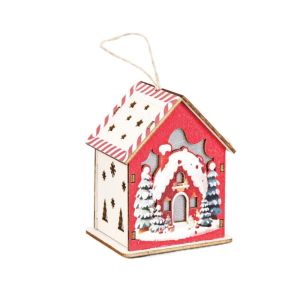 MICANGP Mini Christmas LED Light Wooden House Cute Decorative Wooden Luminous Huts Creative Colorful Christmas Hanging Decorations Home Decor