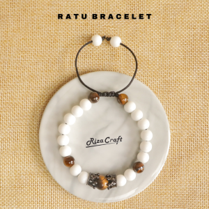 RATU BRACELET Gelang Kesehatan Pembuka Aura dan Rejeki Batu Giok Putih China ASLI Akik Alam Natural Aesthetic buat Cewek Wanita Keren