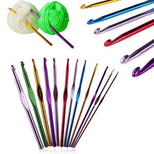 8Pcs Colorful Aluminum Crochet Hook Doll Scarf Hand Woven Metal Needle DIY Sweater Multi Specification Sewing Tool Set