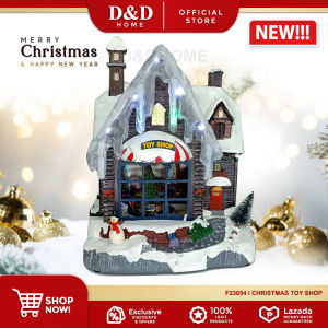 D&D Home l F23054 Christmas Led Light Snow Toy Shop Christmas Scene Landscape House Ornament