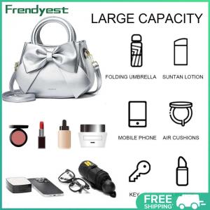 Women PU Bow Crossbody Bag Elegant Solid Color Handbag for Outdoor Travel and Daily Use