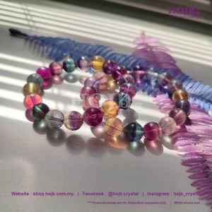 HOJB Natural High Grade Rainbow Fluorite 6A Beads Bracelet 11-11.5mm 6A 11-11.5mm