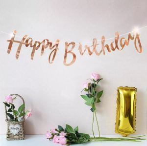 🔥SG LOCAL STOCK🔥1set ins Shining Surface Paper Happy Birthday Banner Rose Gold Silver Letter Bunting Garland for Kids Birthday Party Decoration