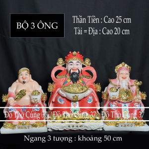 [ BỘ 3 ÔNG - GẤM LỤA ] THẦN TÀI THỔ ĐỊA PHÚ QUÝ +THẦN TIỀN ĐỎ CHẤT LIỆU BỘT ĐÁ