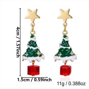 COUPLECOL Rhinestone Christmas Earrings Bell Snowflake Xmas Drop Dangle Stud Vintage Star Christmas Jewelry Christmas