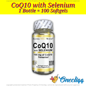 CoQ10 with Selenium l Supplement Supports Heart Health l  Reduce Muscle Pain | FDA Approved | 1Bottle equals 100 Softgel