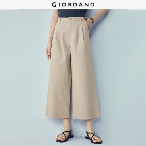 Giordano Beau Monde Women Stretch cotton mid rise wide leg ankle length pants Free Shipping 13426183
