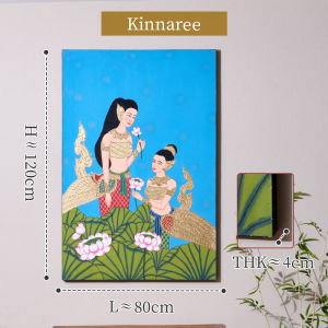 รูปภาพวาดกินรีผนังจิตรกรรม ติดหลังพระรูปภาพเสริมมงคล บีบสีนูน ภาพแต่งบ้านโรงแรม ตกแต่งห้องพระ กรอบรูปติดผนัง กรอบไม้ กรอบลอยมงคล