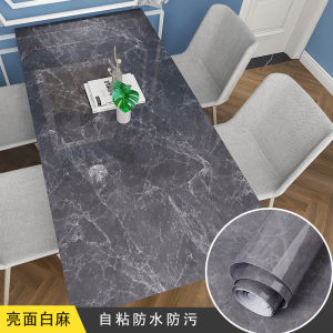 60x200cm Glossy Stone Marble Wallpaper for Table Cabinet Cupboard Furniture Luxury Kitchen Oil Proof Heatproof Sticker Waterproof Stone Grain Self Adhesive Wallpaper for Bathroom Room Design Wall Sticker Black Grey