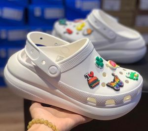 Giày sục crocs chuẩn xịn chống hôi chân nhựa tế bào êm mềm siêu bền đi mưa lội nước đi biển band crush đế cao 6cm màu trắng