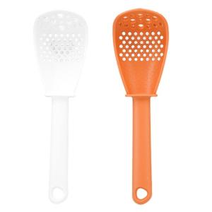 2 Pack Professional Plastic Frying Skimmer Kitchen Strainer Slotted Spoon Long Handle Strainer Skimmer for Kitchen