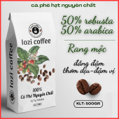 cà phê hạt rang mộc ARABICA & ROBUSTA (MIX:50% / 50% ) rang xay sạch 100% thơm ngon hậu vị cưc đã 500g/ bịch