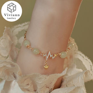 Viviann Original Love Hetian Jade Bracelet Summer Fashion Bracelet S925 Sterling Silver Hetian Jade Antique Bracelet Creative All-Match Auspicious Fu Character Female Temperamental Brace