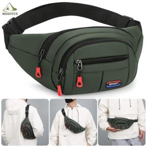 Men Women Fanny Pack with 4-Zipper Pockets Chest Bag with Adjustable Strap Fashion Waist Pack for Travel Hiking Running