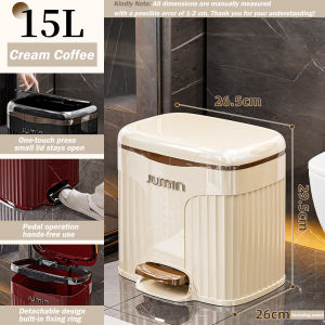 Foot Pedal Trash Can 15L/20L/25L Large Capacity Dustbin with Lid Deodorant & Odor-Free Rubbish Bin Household Cleaning Tool