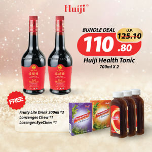 Huiji DECEMBER 2025 BUNDLES - 2x Health Tonic + 3x Fruity Lite Drinks + 1 lozenges Chews + 1 Lozenges EyeChews