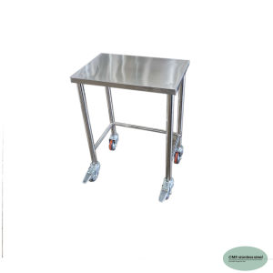 CMS โต๊ะ โต๊ะเสตนเลส มีล้อ ขนาด40*60ซม.สูง80ซม.ล้อขนาด4นิ้ว มีเบรก2ล้อ