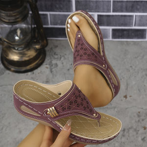 Free Shipping Plus-Size WomenS Casual Sandals New Style Flat-Soled Thick-Soled-Style Wedge-Heeled Comfortable Solid-Color Sandals For Women