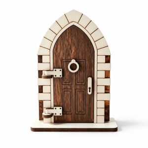 MIRELAE Gỗ Cánh Cửa Thần Tiên Mở Ra Có đế Cửa mở được Cửa Tiên Quà tặng Hình dạng vòm Cửa Gnome Trang trí nhà cửa