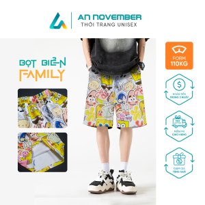 Quần đùi hoạt hình bọt biển family quần đùi cartoon quần đi biển có dây rút