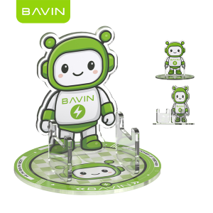 BAVIN Acrylic Transparent Phone Stand w/ Robot Design Phone Holder for Desk Compatible for Smartphones