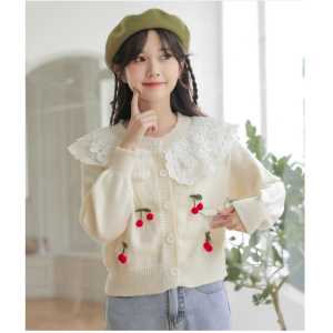 [Basica Moda] H355 Atasan Top Outer Cardigan Lace Collar Wanita Ayumi Rajut Knit Import